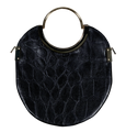 Vongole Circle Tote - Croc-Embossed Black - PEDRO'S BLUFF - New Zealand Leather Bags & Accessories