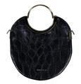 Vongole Circle Tote - Croc-Embossed Black - PEDRO'S BLUFF - New Zealand Leather Bags & Accessories