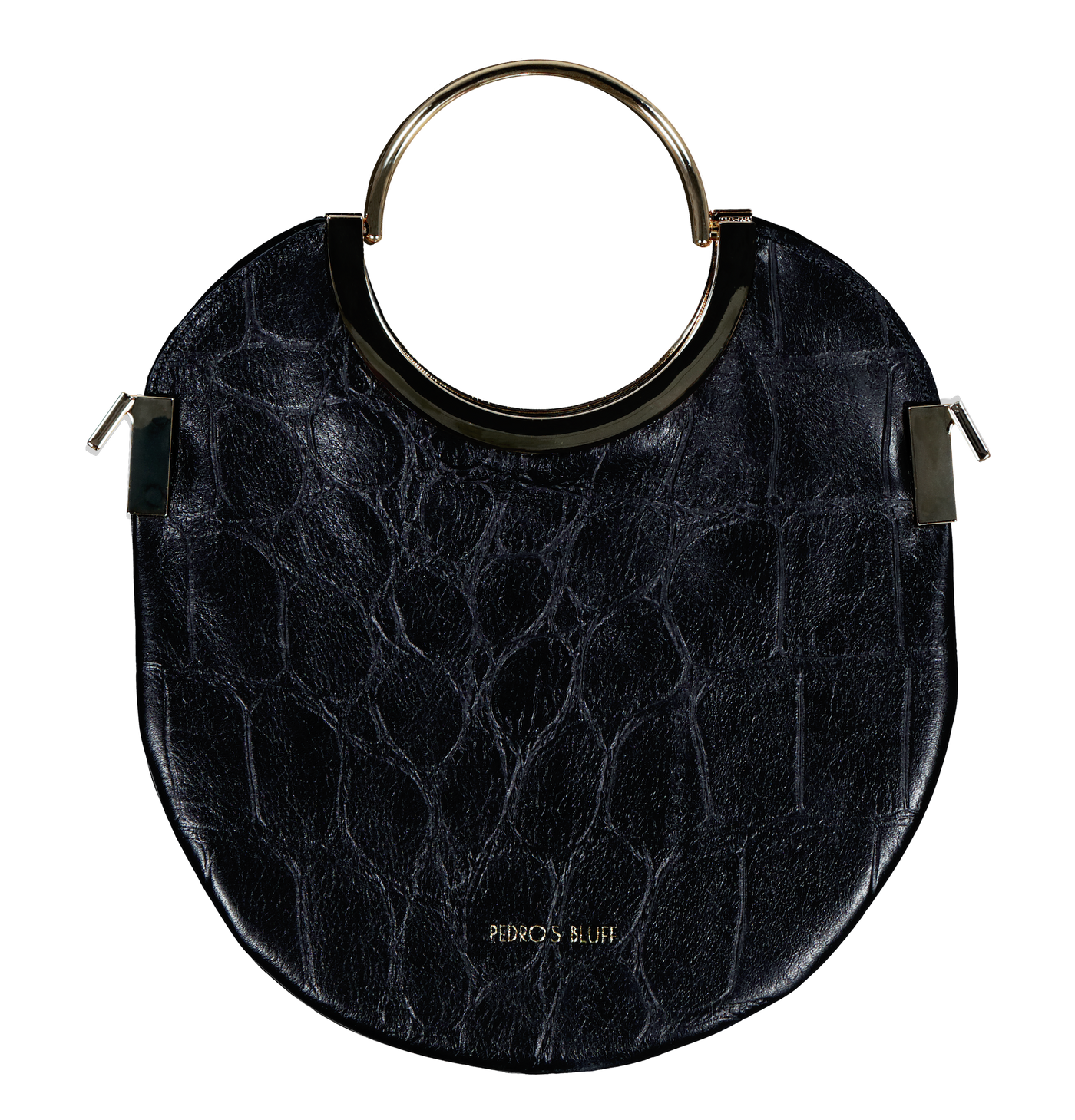 Vongole Circle Tote - Croc-Embossed Black - PEDRO'S BLUFF - New Zealand Leather Bags & Accessories